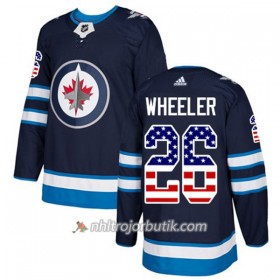 Män Ishockey Winnipeg Jets Tröja Blake Wheeler 26 Adidas 2017-2018 Marinblå USA Flag Fashion Authentic